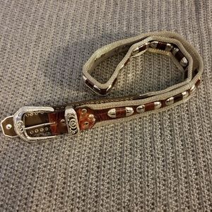 Silver Mesh and Brown Leather Belt size 36